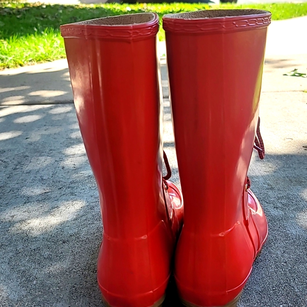 Hunter Ackley Red Shiny Mid Calf Boots EU 42 - Picture 5 of 7